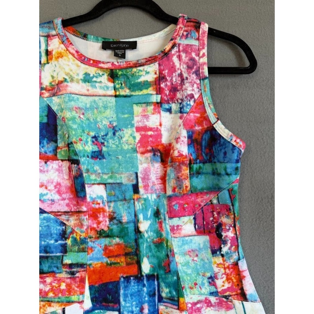 Karen Kane Dress Women Small Multicolor Colorful Crew Neck ‎ Sleeveless Casual - Picture 3 of 16
